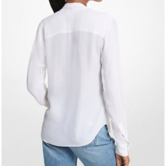 MICHAEL Michael Kors Viscose Blend Tie-Neck Blouse Size: S | Color: White | NWT - Picture 2 of 2